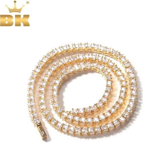 THE BLING KING 6mm Iced Out Bling Square AAA Cubic Zirconia Paved Link Tennis Chain Choker Necklace Hiphop Brass Luxury Jewelry