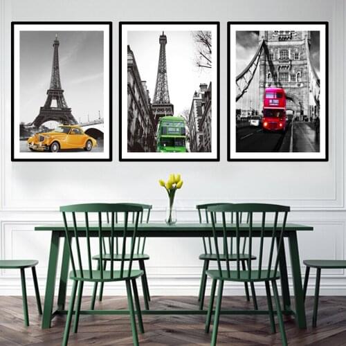 Black White Cityscape Wall Picture Paris Eiffel Tower Poster Minimalist Art Canvas Painting Modern Home Office Decor FA750