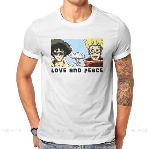 Love and Peace Style TShirt Trigun Vash the Stampede Meryl Stryfe Thompson Anime Top Quality Hip Hop Graphic T Shirt Stuff