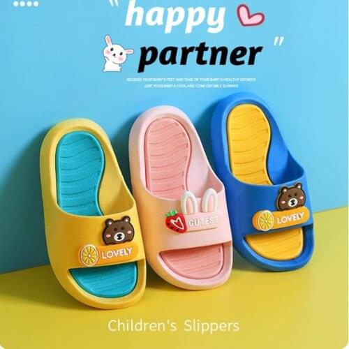 JY Children Summer PVC Bear Rabbit Radish Slippers Soft Non-slip Home Bath Shoes 6Sizes P17