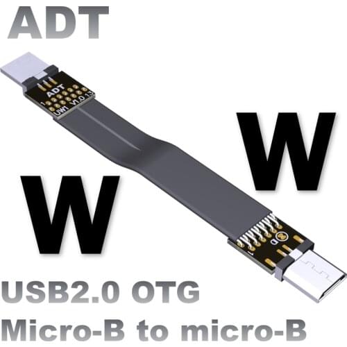 Micro USB 2.0 to Micro USB Ribbon OTG Cable Flat EMI Shielding FPC Cable Micro 2.0 90 Degree Angle Connector up Downward 5cm-3m