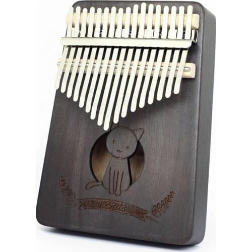 Kalimba 17 Keys Full Solid Thumb Piano Finger Wooden Mbira Acacia Musical Instrument for Beginner With Hammer Sticker Kit