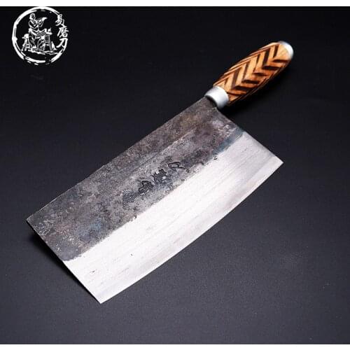 Handmade Chinese Kitchen Knives Traditional High Carbon Forged Kitchen Cleaver Wood Handle Slicing Serbian Chef Camping Knife