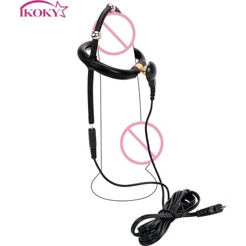 IKOKY Penis Glans Ring Sex Toys For Men Gay Stimulate Electrical Conductive Masturbators Massager Electro Shock Silicone