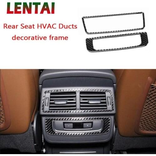 LENTAI Auto Car Styling Carbon Fiber Interior Back Rear Seat Air Outlet Frame Cover Sticker For Audi Q7 2016 2017 Accessories