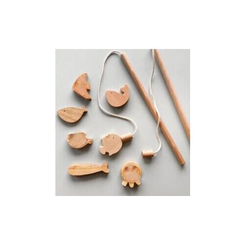 Magnet fishing game can be dyed natural wooden puzzle child wooden toys fishing game IQ game educational