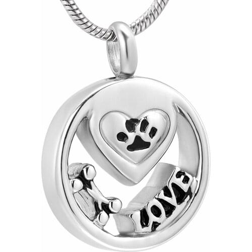 IJD10051 Small Pet Urn Memorial Cremation Chian Pendant Necklace Ash Urn Locket,Stainless Steel Dog Ash Necklace