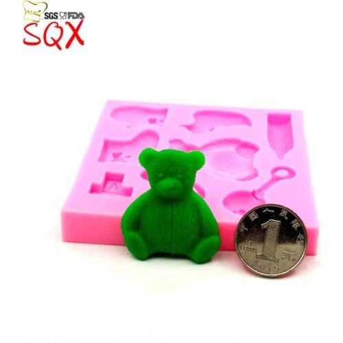 Bear / bottle / gloves Fondant Cake Decorating Tools Cupcake Silicon Mold Baking Tools for Cakes Kitchen Accessories SQ16133