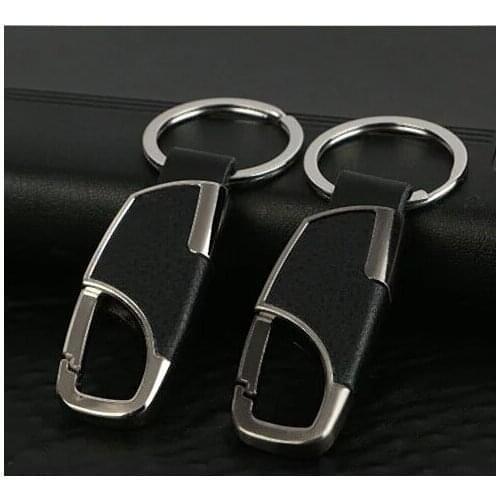 Car-Styling Metal Key Ring Cowhide KeyChain For Hyundai Santa Fe Veracruz Mistra Tucson Veloster Rohens AZERA Avante