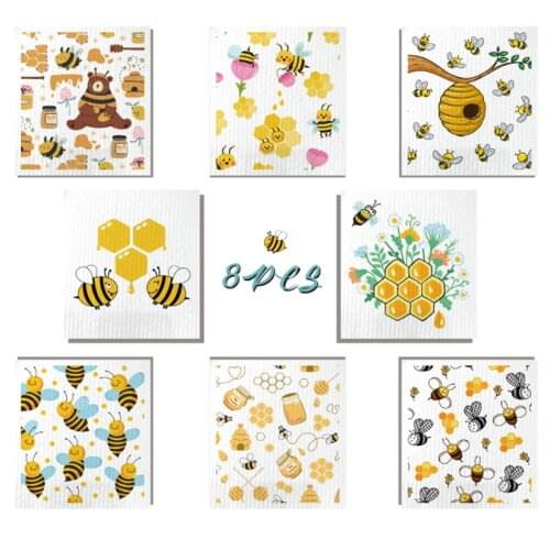 REUBEEBLE Reusable Washable Paper Towel Replacement Cloths –8 Pack Swedish Dishcloth Cellulose Sponge Cloths