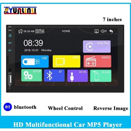 YUNLINLI 2 Din 7 Inch Car Multimedia Player HD Screen Car Monitor Car Stereo Radio Support Car Steering Wheel Control GPS