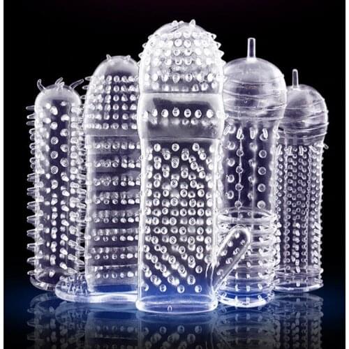 Male Reusable Penis Sleeve Testis Bondage Cock Extender Penis Ring Condoms with Scrotum Rings Penis Erection Toys for Men