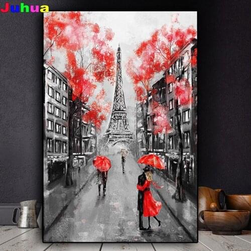 Romantic City Couple Full Drill DIY Diamond Painting Paris Tower Diamond Embroidery mosaic cross stitch art Home Decor