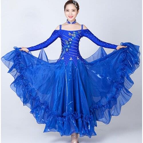 New Women modern dance costume long sleeve ballroom dance dress for Waltz, tango, foxtrot,quickstep 4 color