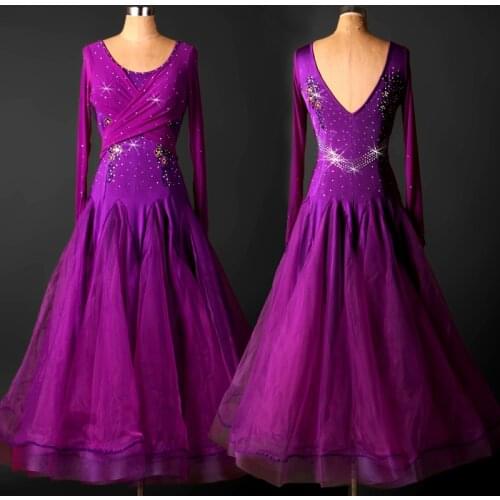 New style ballroom dance costumes senior diamond long sleeves ballroom dance dress for women ballroom dance competition dresses