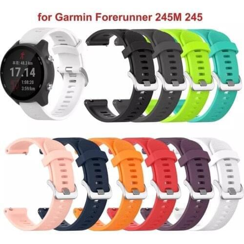 20mm Smart Watch Band Sport Soft Silicone Replacement Watch Strap for Garmin Forerunner 245/245M Smartwatch Wristband