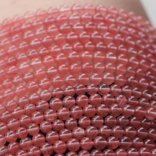 Rose Pink Quartzs Crystals Loose Beads Stone 15" Strand 6mm 8mm 10mm 12mm Pick Size for DIY Bracelets Jewelry Making Supplier