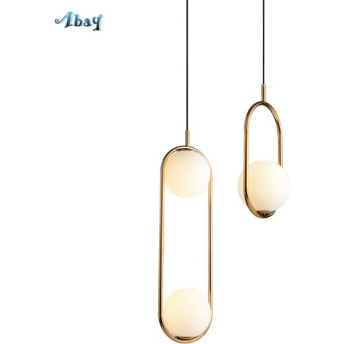 Nordic Lighting Bedroom Bedside Pendant Lights Modern Dining Room Bar Table Luster Glass Ball Ring Lamps Hanging Fixtures