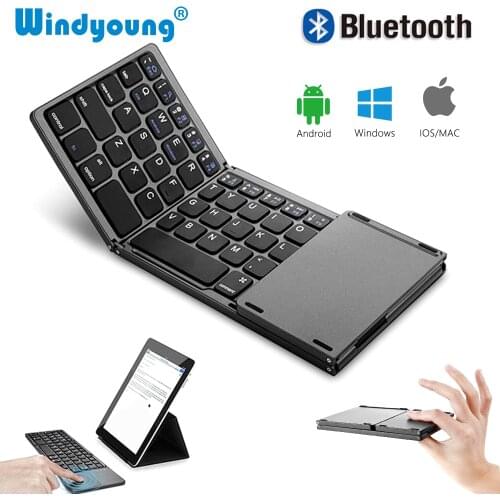 Foldable Bluetooth Wireless Keyboard with Touchpad Universal Portable Wireless Keyboard With Touchpad for Tablet PC Laptop iPad