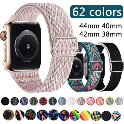 Solo Loop Nylon Strap for Apple watch band 44mm 40mm 38mm 42mm Adjustable Elastic Scrunchie bracelet correa iWatch 2 3 4 5 6 se