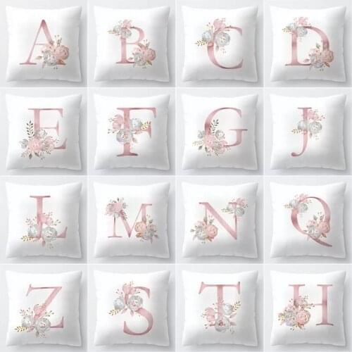 Modern Simple Rose Gold English Alphabet rosa floral Peach Skin Pillowcase 45*45 Throw Pillow Home Decor Pillowcov cushion