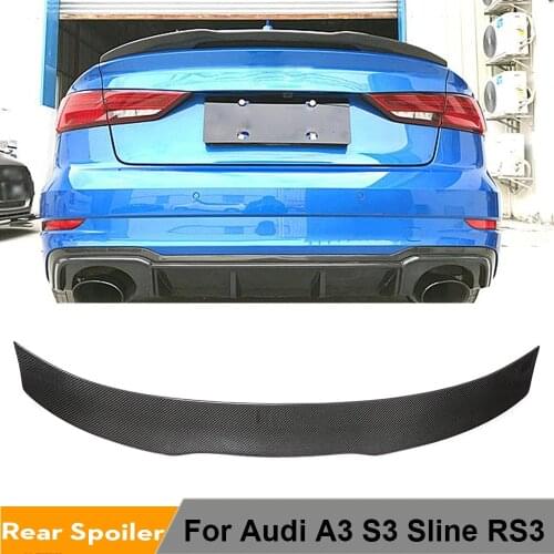 Carbon Fiber Rear Trunk Spoiler Boot Lip Wing Spoiler For A3 Sline S3 RS3 Sedan 2014 - 2019 Rear Trunk Spoiler Boot Lip Wing