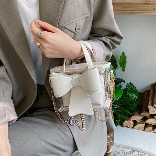 Popular Mini Messenger Bag Summer 2021 New Fashion Versatile Bow Chain Slung Bucket Bag Mini Shoulder Bag for Women Girls Ladies