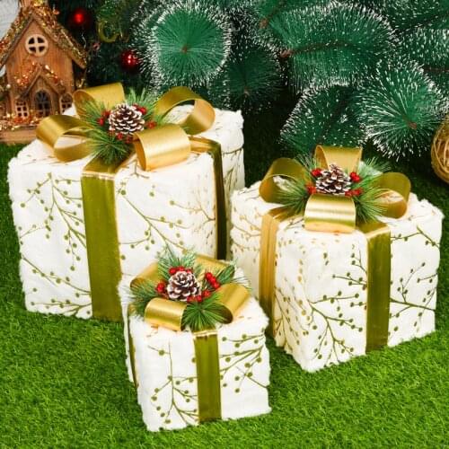 Christmas Tree Ornaments Decoration Christmas Boxes LED Light Interior Decoration Christmas Gift 2022 New Years Home Decor