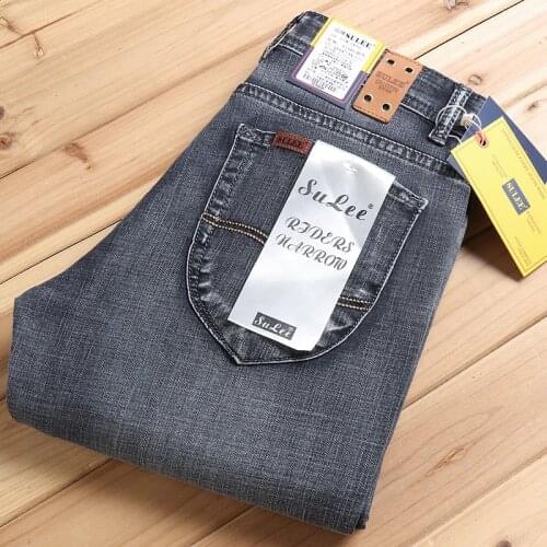 2021 Advanced Stretch Business Casual Trousers Male Brand Pants New Men Gray Blue Straight Jeans Straight