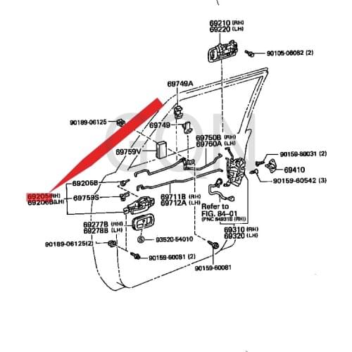 Right front door inner handle sub-assembly 1990-Toy ota LAN DCR UIS ERV AN front door inner handle RH inner armrest roof pull