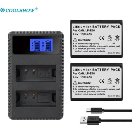 LP-E10 Battery Charger for Canon EOS Rebel T3 T5 T6 T7 Kiss X50 X70 EOS 1100D 1200D 1300D Camera 1500mAh