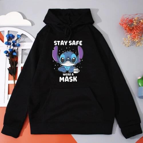 Lilo and Stitch Female Hoodies Fashion Disney Womens Clothing Aesthetic Casual Cartoon Sweatshirts 2021 Autumn Casual Pullover