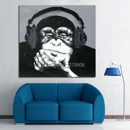 Canvas Painting Wall Art Modern Thinking Gorilla Abstract Decor Lovely Animal Oil Painting paintings for living room wall