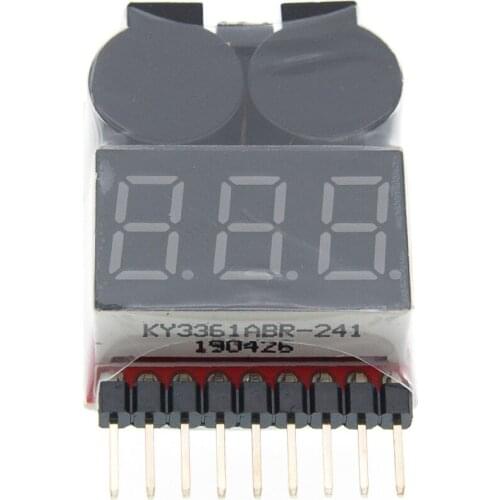 10pcs 1-8S Lipo/Li-ion/Fe RC helicopter airplane boat etc Battery Voltage 2 IN1 Tester Low Voltage Buzzer Alarm