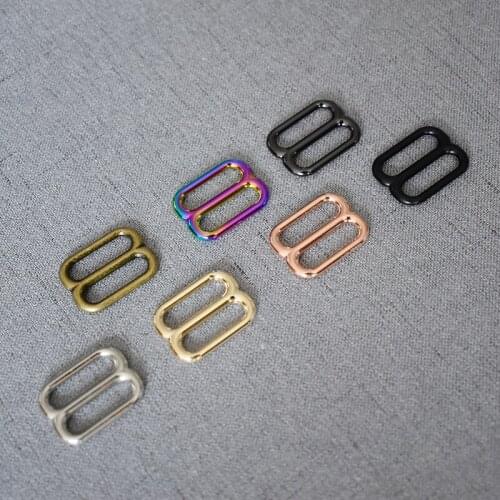 10Pcs/Pack 20mm Metal Heavy Duty Adjust Tri-Glide Pin Buckle Slider Loop Thickness Shoulder Leather Bag Strap Belt Web Rectangle