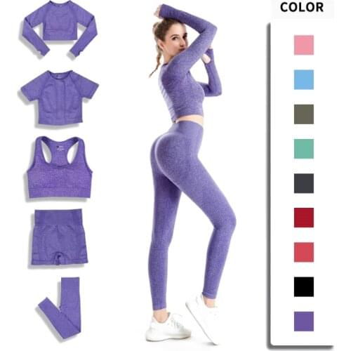 2/3/5PCS Seamless women Yoga Set workout gym clothing set seamless leggings sports bra lounge wear for women Fitness Sportswear