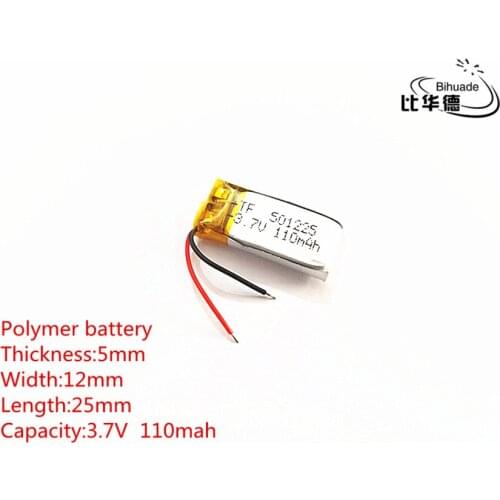 3.7V 110mAh 501225 Lithium Polymer Li-Po li ion Rechargeable Battery cells For Mp3 MP4 MP5 GPS PSP mobile bluetooth