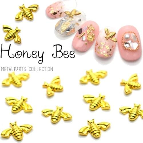 50pcs/pack Japan Korea New Nail Art Alloy Mini Honey Bee Metal Jewellry Accessories Collection for Women Nail Polish DIY