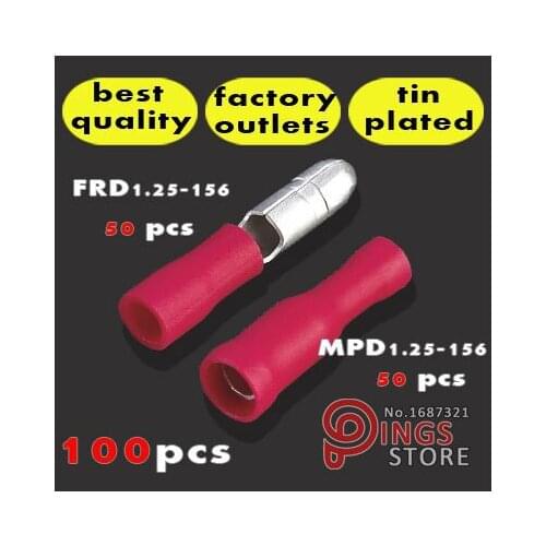 Bullet Connector Insulated Crimp Terminals FRD MPD 1-156 for Electrical & Audio Wiring 100PCS