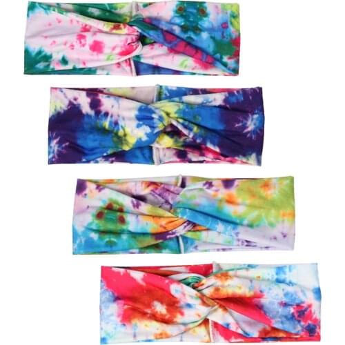 Elastic Sport Headwraps Wide Cross Women Headbands Tie Dye Knot Head Bands Fashion Yoga Hairbands Soft Headwear Hair Accessories