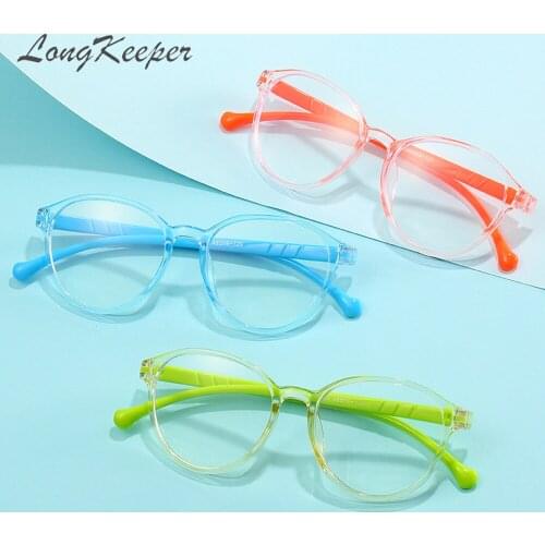 LongKeeper Round Kids Anti Blue Light Eyeglasses Children Girls Boys Orange Blue Green Glasses Frame Clear Lenses UV400 Okulary