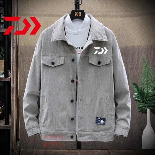Daiwa Spring Fishing Jacket Mens Long Sleeve Turn-down Collar Fishing Clothing Casual Outdoor Sport Breathable Fishing Jacket