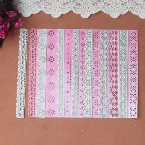 Metal Cutting Dies 7pcs Lace Border Craft Scrapbook Card Decorative Die Template for Diy Album Paper Card Die Stencil