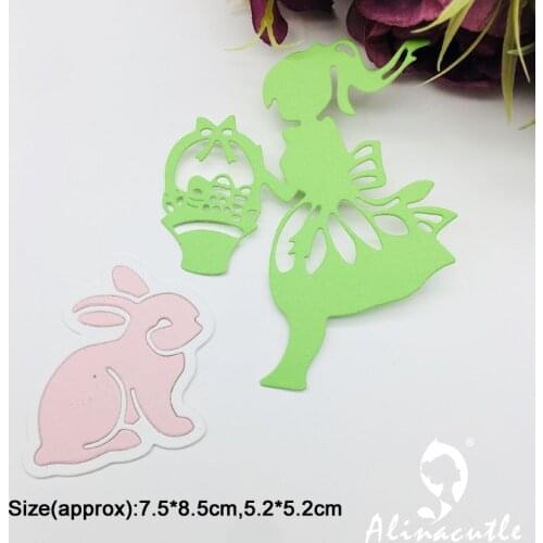 Metal Cutting Dies Girl Easter Bunny Die Cut Scrapbooking Paper craft album Handmade Card Punch Die Cut Art Cutter Alinacutle