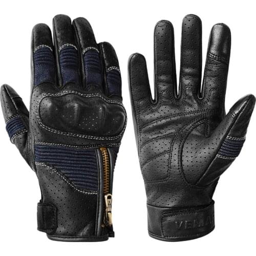 Summer Brown Motorcycle Gloves Leather Motocross Motorbike Gloves Touch Screen Cycling Riding Biker Full Finger Moto Gloves Men