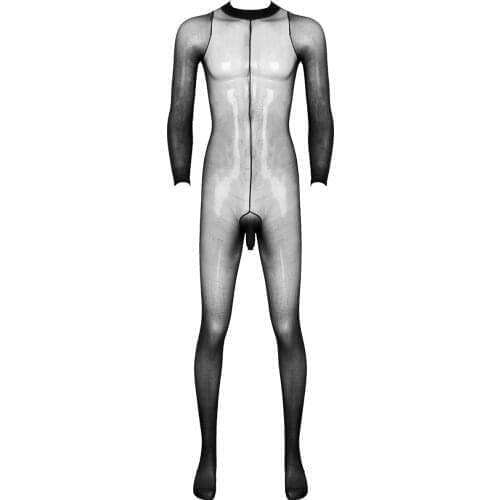 Mens Bodystocking Erotic Lingerie Sleepwear Sexy Lingerie Open Crotch Bodysuit Men Body Pantyhose Open Penis Sheath Underwear
