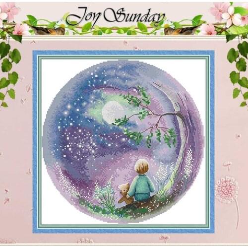 Looking up at the Moon Counted Cross Stitch 11CT 14CT Printed Cross Stitch Set Wholesale Cross-stitch Kit Embroidery Needlework