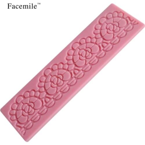 2017 New Lace Embossing Silicone Mat Pad Fondant Cake Border Decorating Tools Cake Tools Bakeware Silicone Baking Tool