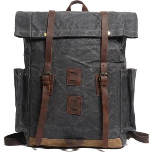 New Design Men Outdoor Backpack Vintage Canvas Waterproof Laptop Bag Travel Large Capacity Portable Male Rucksack