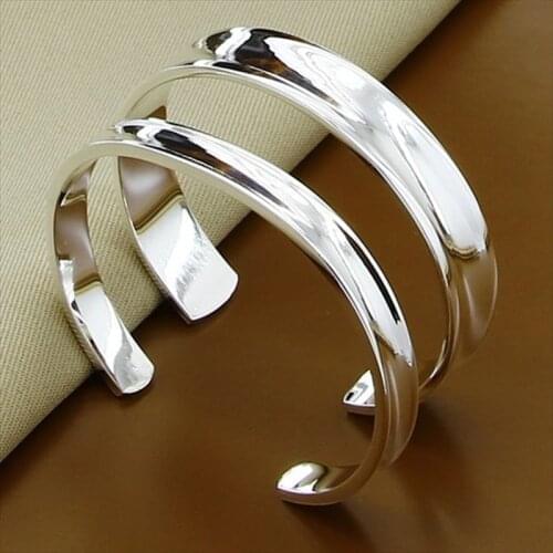 New Style 925 Sterling Silver Glossy Bracelet Set For WomenS Wedding Engagement Party Jewelry